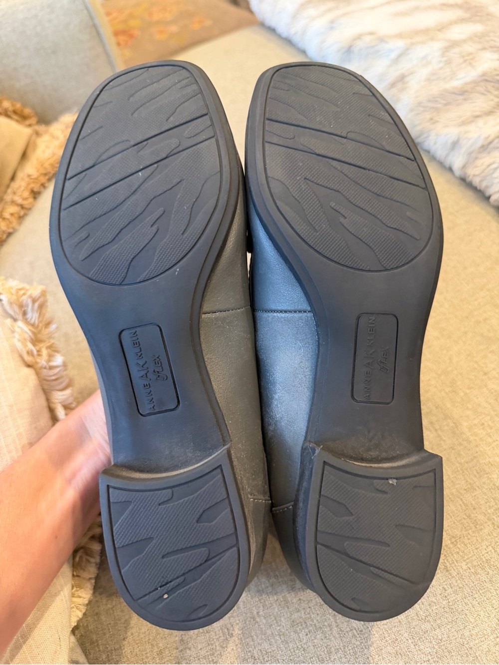 Anne Klein Slate Gray Leather Penny Loafer - Picture 3 of 5